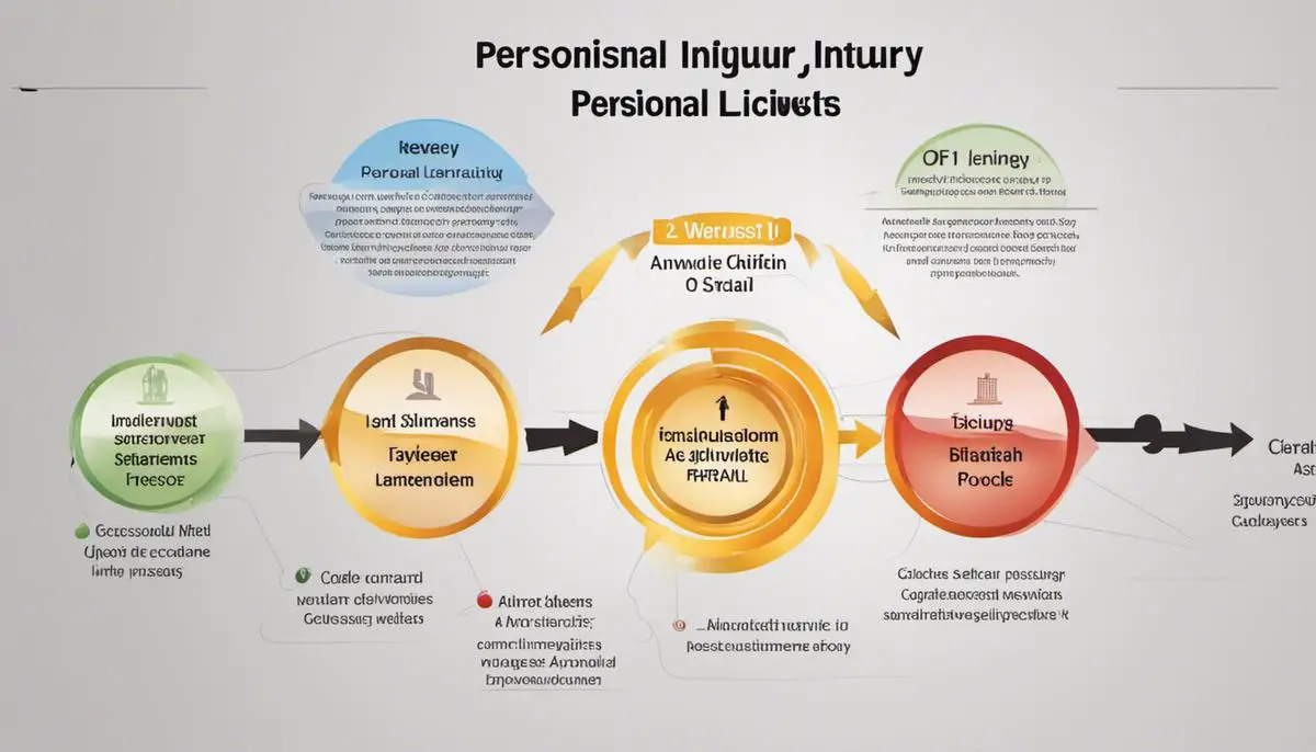 A diagram illustrating the different steps involved in the personal injury settlement process.